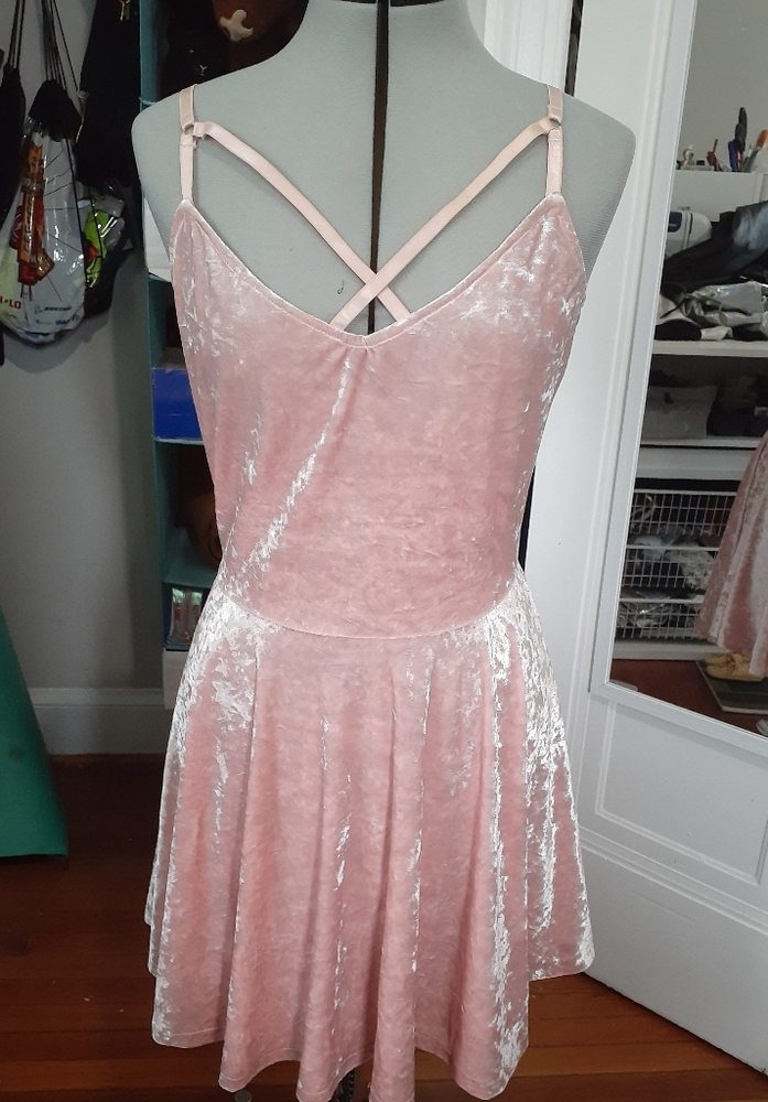 Pink velvet skater dress